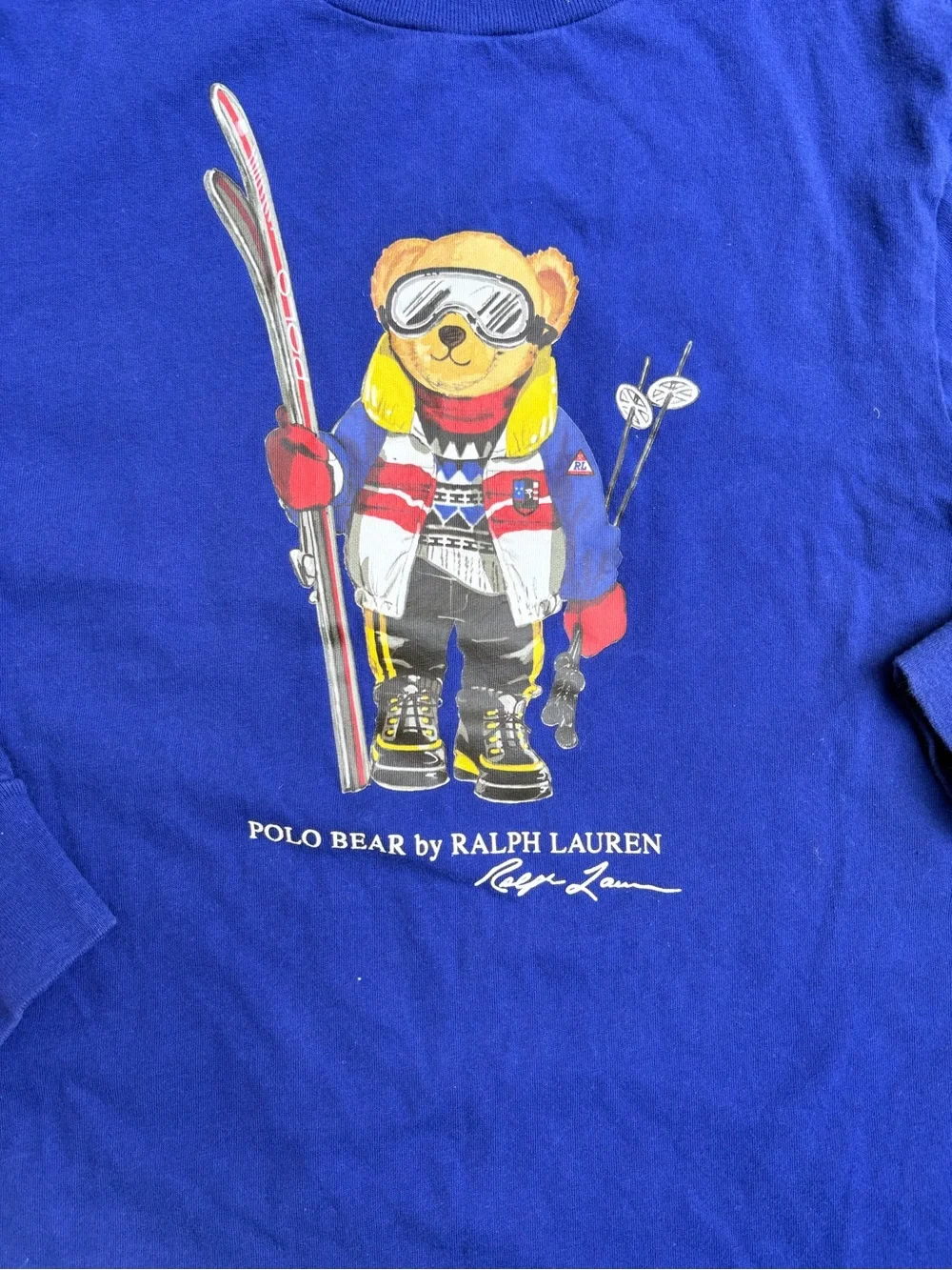 Ralph Lauren Kids Long Sleeve Ski Bear Tee - Royal Blue
